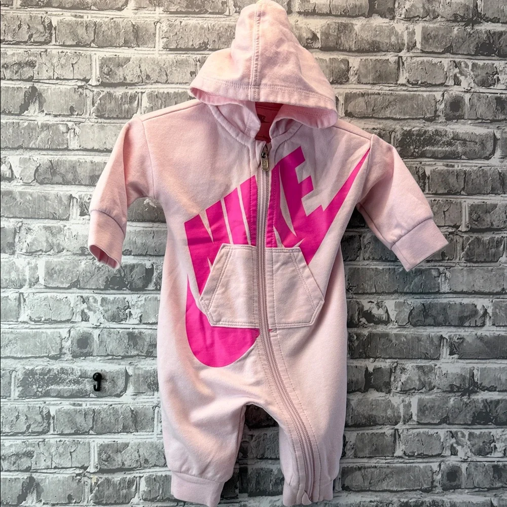 Nike‎ Light Pink baby girl's hoodie romper.